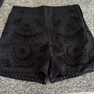 Zara Black High Waist Eyelet Shorts